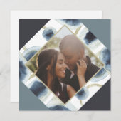 Weihnachten Personalisiert Modernes blaues Foto (Vorne/Hinten)