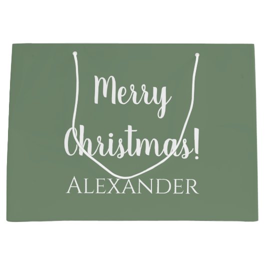 Weihnachten Personalisiert Sage Green Frohe Weihna Große Geschenktüte (Vorderseite)