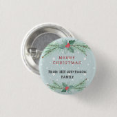 Weihnachten, Personalisiert, Spruce, Mistel Button (Vorne & Hinten)