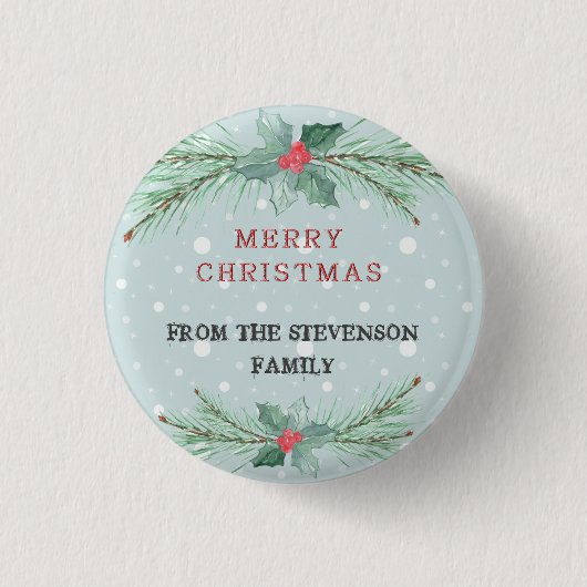 Weihnachten, Personalisiert, Spruce, Mistel Button (Vorderseite)