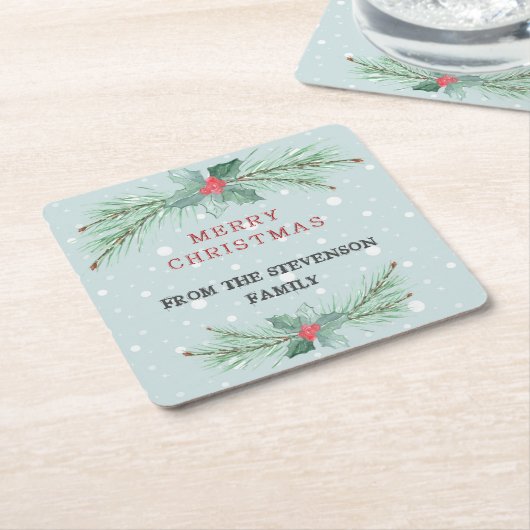 Weihnachten, Personalisiert, Spruce, Mistel Rechteckiger Pappuntersetzer (angewinkelt)