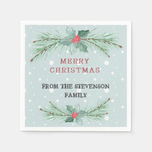 Weihnachten, Personalisiert, Spruce, Mistel Serviette (Vorderseite)