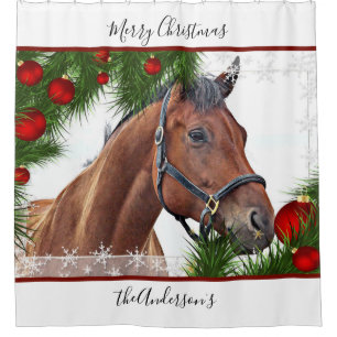 Weihnachten - Personalisierte Reittiere Duschvorhang