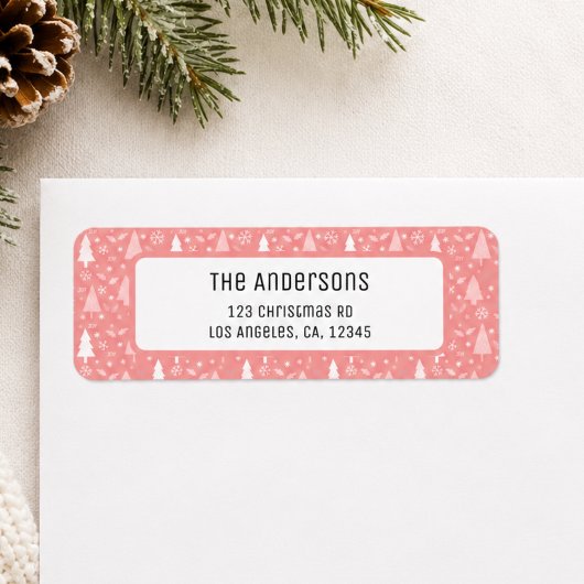 Weihnachten Personalisierte rosa Rücksendeadresse