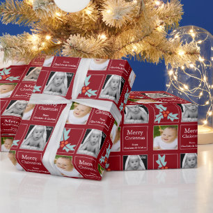 Weihnachten Personalisierte Stechpalme Rot Geschenkpapier