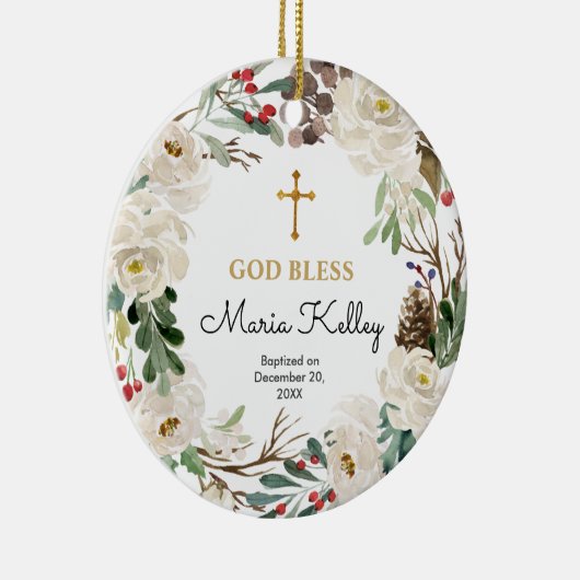 Weihnachten Personalisierte Taufkirche Keramik Ornament (Rechts)