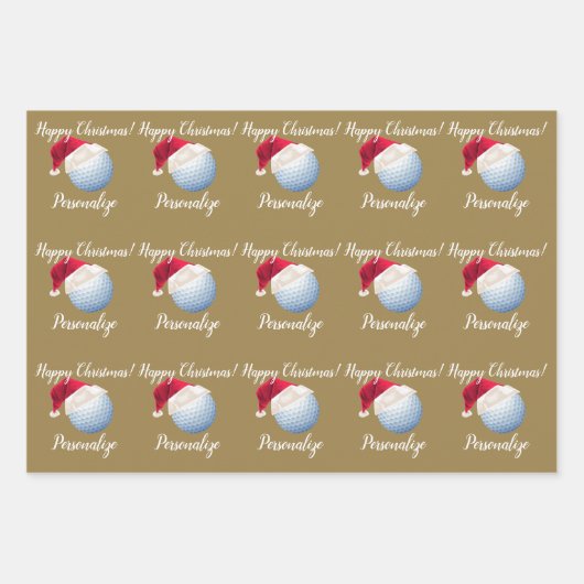 Weihnachten Personalisierter Golf Ball Sport Santa Geschenkpapier Set (Vorderseite 3)