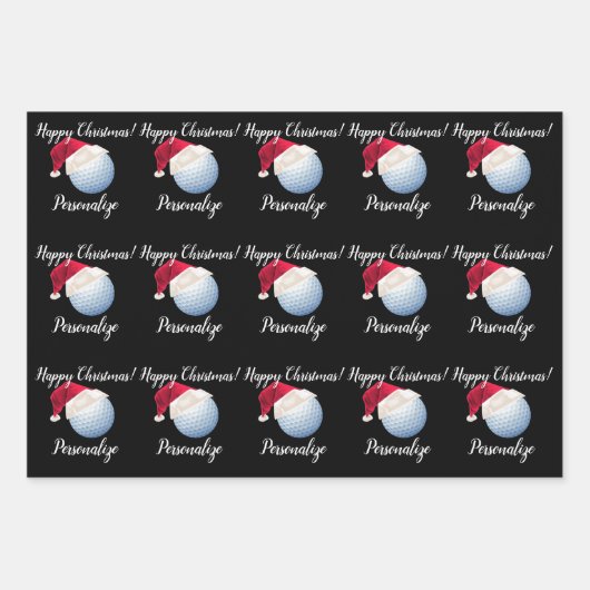 Weihnachten Personalisierter Golf Ball Sport Santa Geschenkpapier Set (Vorderseite 2)