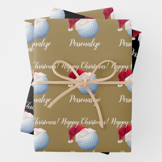 Weihnachten Personalisierter Golf Ball Sport Santa Geschenkpapier Set (Beispiel)