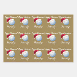 Weihnachten Personalisierter Golf Ball Sport Santa Geschenkpapier Set