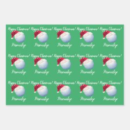 Weihnachten Personalisierter Golf Ball Sport Santa Geschenkpapier Set