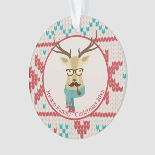 Weihnachten Personalisierter Hipster Hirsch Ornament (Vorderseite)