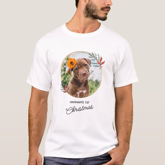 Weihnachten Personalisierter Hund Foto T - Shirt (Vorderseite)