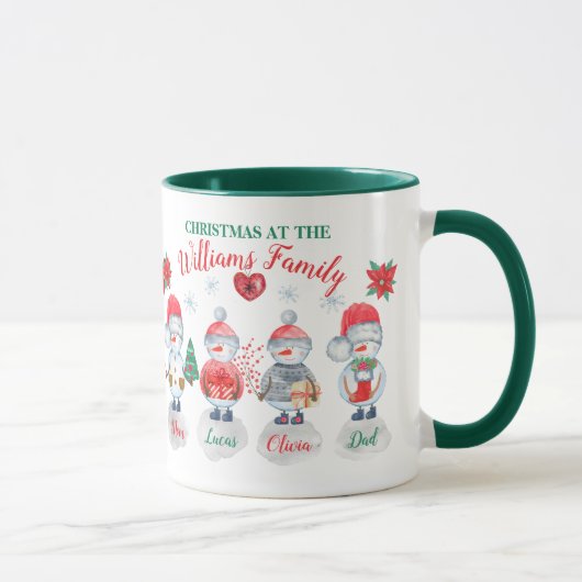 Weihnachten personalisierter Name Kunstschneefahre Tasse (Rechts)