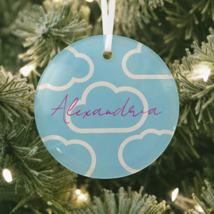 Weihnachten Personalisierter Name Wolken Ornament Aus Glas