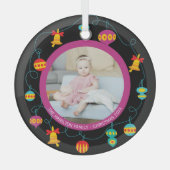 Weihnachten Personalisierter Spaß Modernes Kranz-F Ornament Aus Glas (Vorderseite)