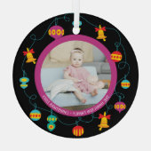 Weihnachten Personalisierter Spaß Modernes Kranz-F Ornament Aus Glas (Rückseite)