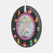 Weihnachten Personalisierter Spaß Modernes Kranz-F Ornament Aus Glas (Vorderseite links)