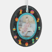 Weihnachten Personalisierter Spaß Modernes Kranz-F Ornament Aus Glas (Vorderseite Rechts)