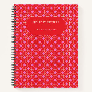 Weihnachten Personalisiertes Retro-Rotes Rezept fü Notizblock