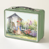 Weihnachten Peter der Rabbit Garden Shed Metall Brotdose (Rückseite)