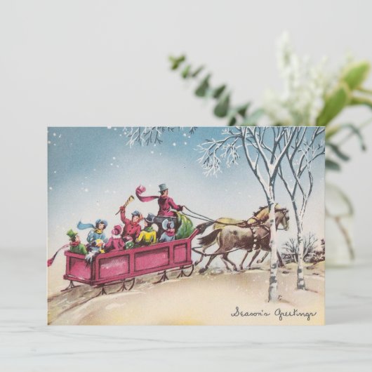 Weihnachten - Pferde Pulling Sleigh (Stehend Vorderseite)