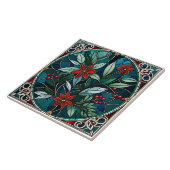 Weihnachten Pflanze Rote Blume Grüne Blätter Elega Fliese (Seite)