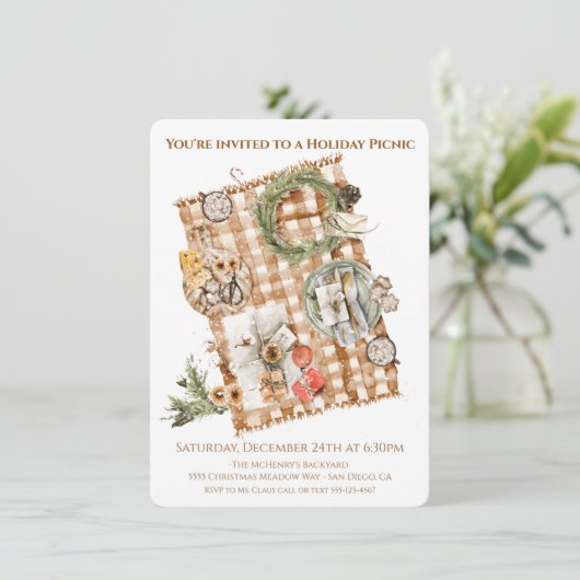 Weihnachten - Picknick Einladung (Stehend Vorderseite)