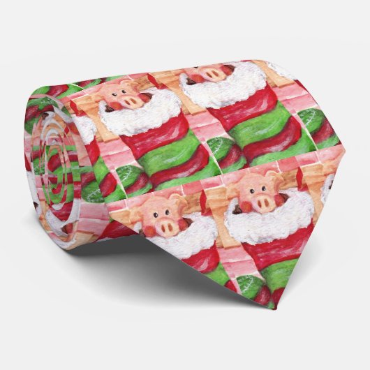 Weihnachten Piggy in einer Strumpf-Krawatte Krawatte (Gerollt)