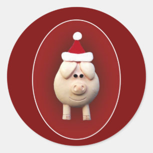 Weihnachten Piggy Runder Aufkleber
