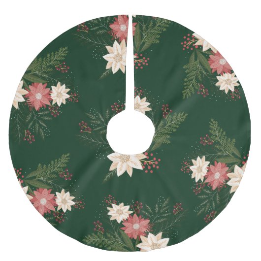 Weihnachten, Pine & Berry Green Holiday Polyester Weihnachtsbaumdecke (Vorderseite)