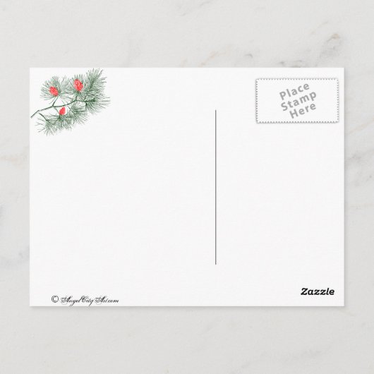 Weihnachten Pine Branch Vintag Art Postkarte (Rückseite)