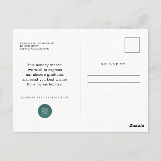 Weihnachten Pine Cones Business Season's Grüße Postkarte (Rückseite)