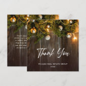 Weihnachten Pine Cones Corporate Rustic Holiday Bo Dankeskarte (Vorne/Hinten)