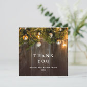 Weihnachten Pine Cones Corporate Rustic Holiday Bo Dankeskarte (Stehend Vorderseite)