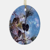 Weihnachten Pine cones unter einem Sternenhimmel Keramikornament (Rechts)