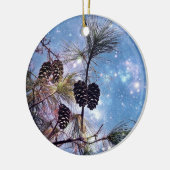 Weihnachten Pine cones unter einem Sternenhimmel Keramikornament (Links)