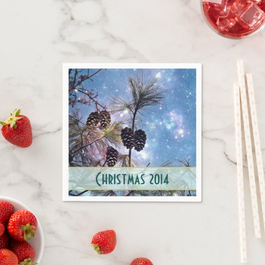 Weihnachten Pine cones unter einem Sternenhimmel Serviette (Beispiel)