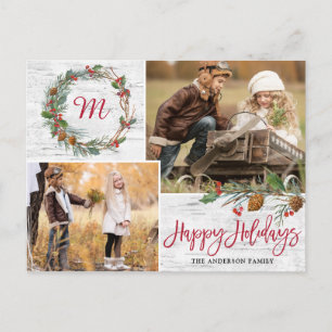 Weihnachten Pine Cons 2 FOTOS Birch Bark Holiday Postkarte