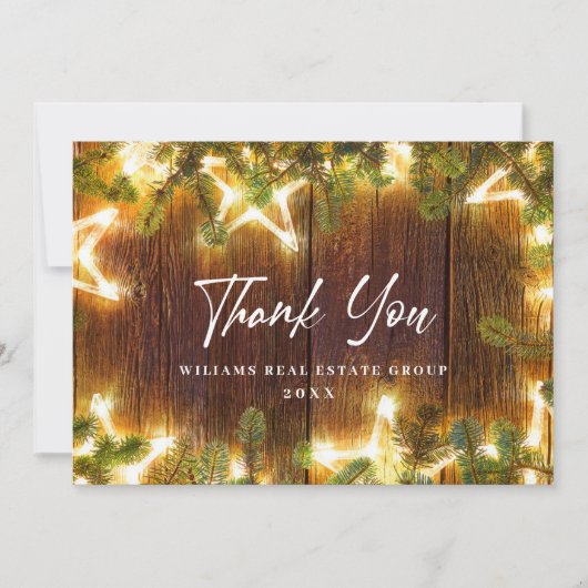 Weihnachten Pine Cons Corporate Rustic Holiday Dankeskarte (Vorderseite)