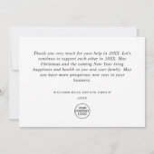 Weihnachten Pine Cons Corporate Rustic Holiday Dankeskarte (Rückseite)