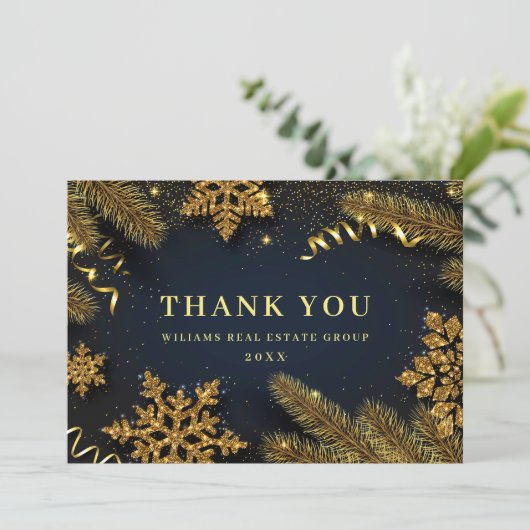 Weihnachten Pine Cons Corporate Rustic Holiday Dankeskarte (Stehend Vorderseite)