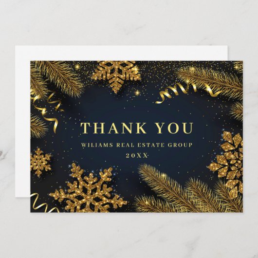 Weihnachten Pine Cons Corporate Rustic Holiday Dankeskarte (Vorne/Hinten)