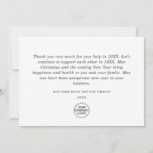 Weihnachten Pine Cons Corporate Rustic Holiday Dankeskarte (Rückseite)