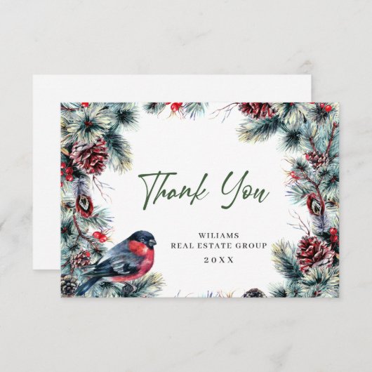 Weihnachten Pine Cons Corporate Rustic Holiday Dankeskarte (Vorne/Hinten)