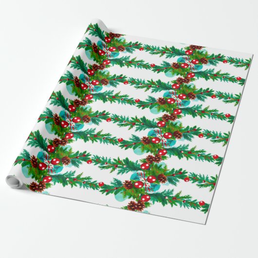 Weihnachten Pine Garland Muster Geschenkpapier (Ungerollt)