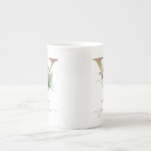 Weihnachten Pine Red Berries Gold Monogram Y Porzellantasse (Vorderseite)