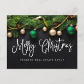 Weihnachten Pine Tree and Balls Frohe Weihnachten Postkarte (Vorderseite)