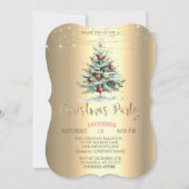 Weihnachten Pine Tree Balls, Gold Christmas Compan Einladung (Vorderseite)