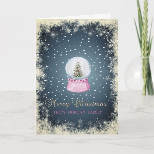 Weihnachten Pine Tree Globe, Snow Holiday Card (Vorderseite)